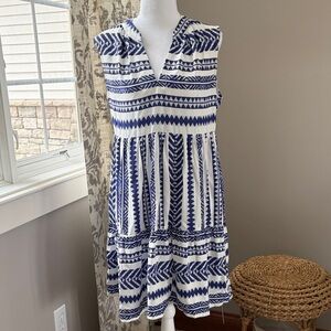 Cupshe Navy and White Sleeveless V-Neck Tiered Mini Dress